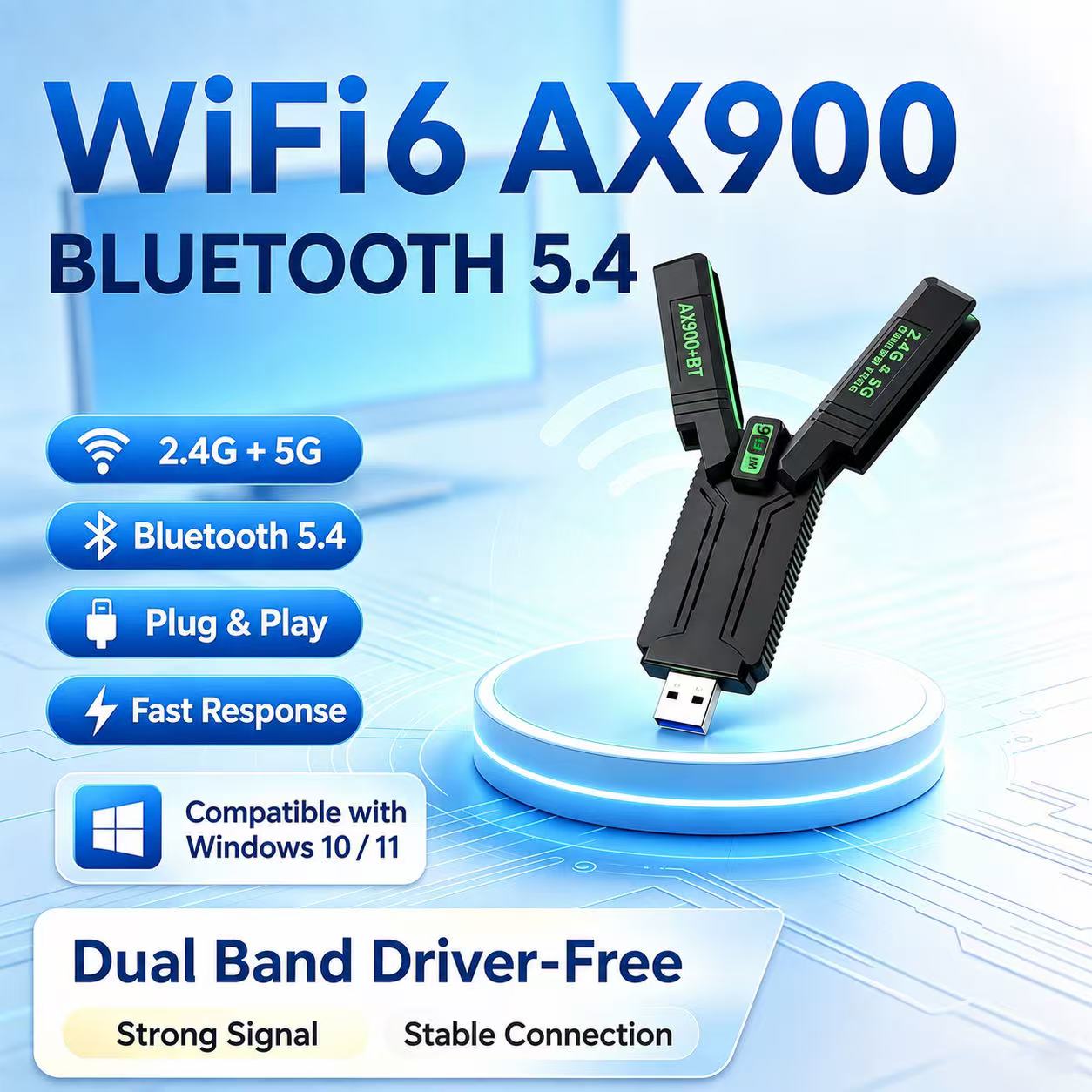 Laptop Electronics Accessories - Dwuzakresowy gigabitowy adapter bezprzewodowy USB, bezsterownikowy